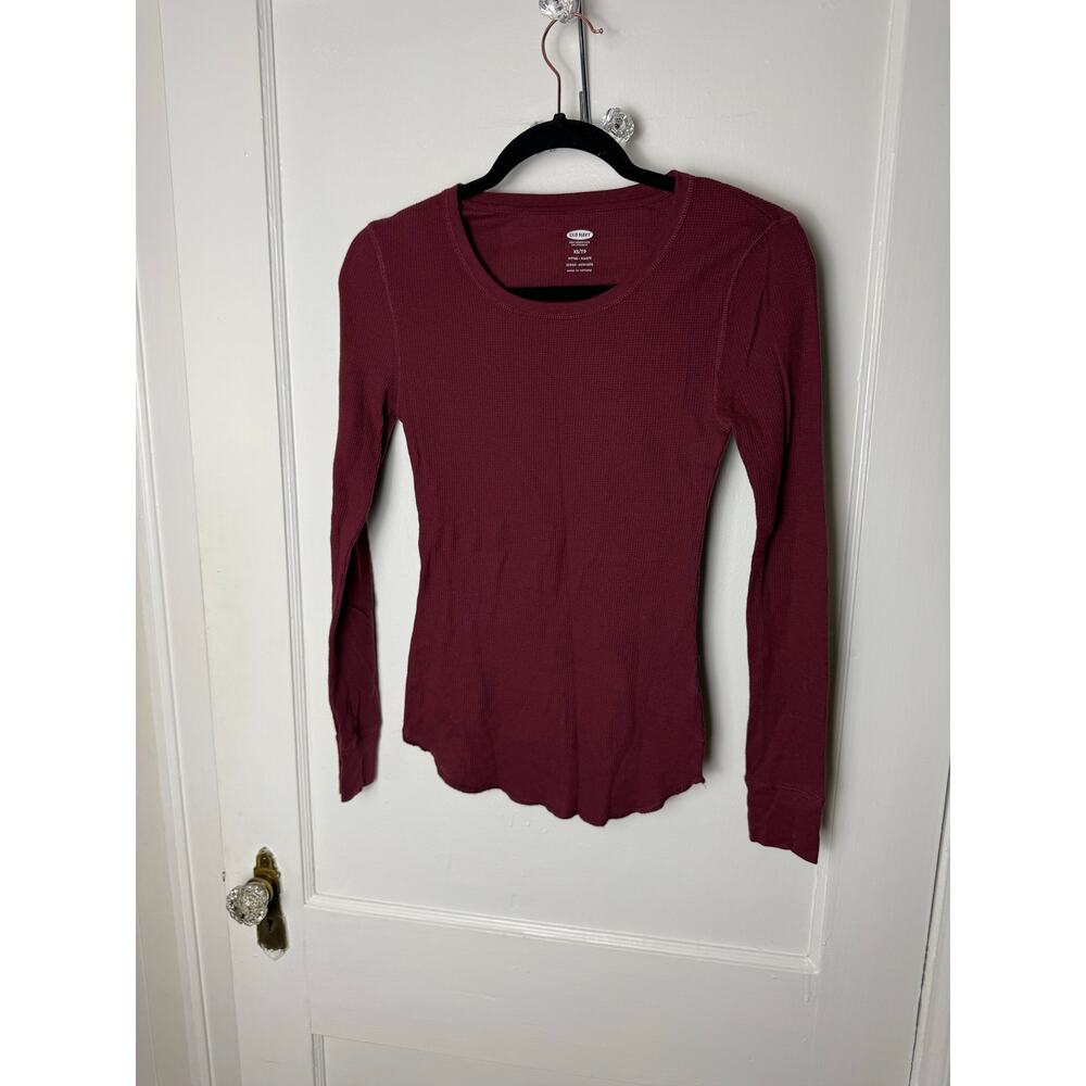 Old Navy Crewneck Maroon Red Thermal Long Sleeve T-shirt Women's Size XS
